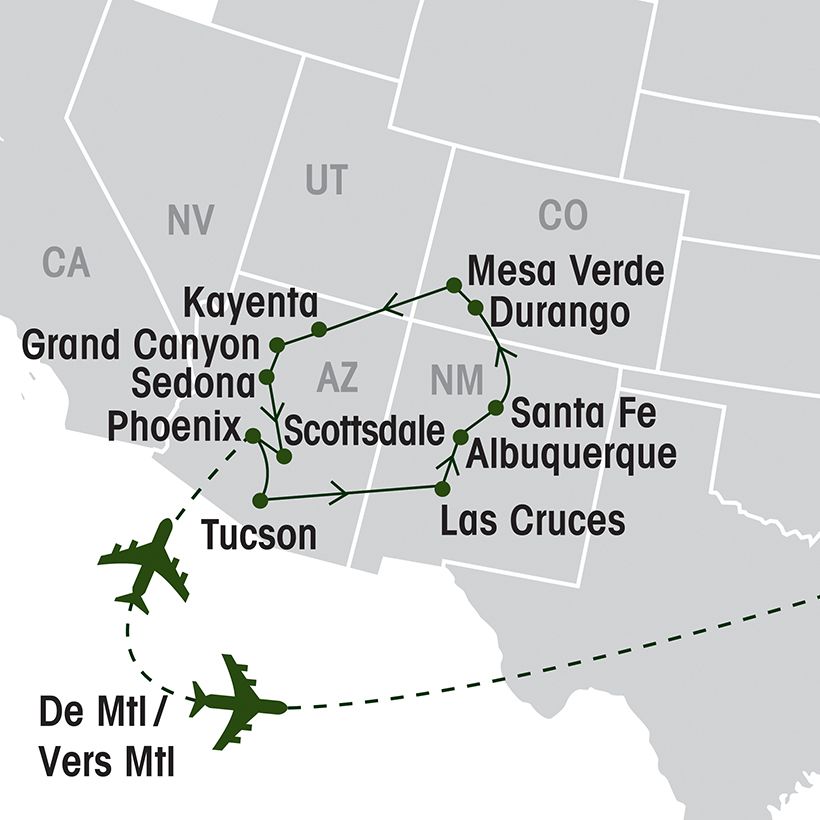 Arizona et splendeurs du Far West map