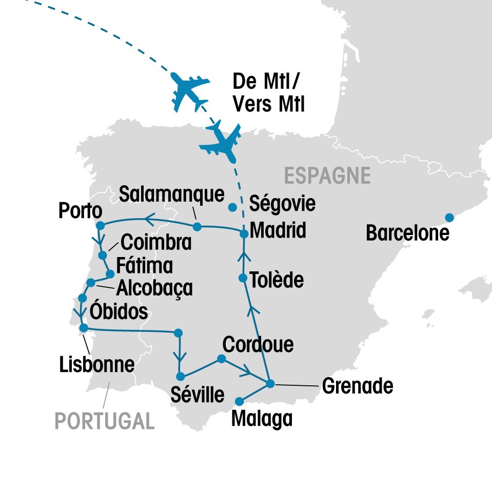 Splendeurs de l'Espagne et du Portugal map