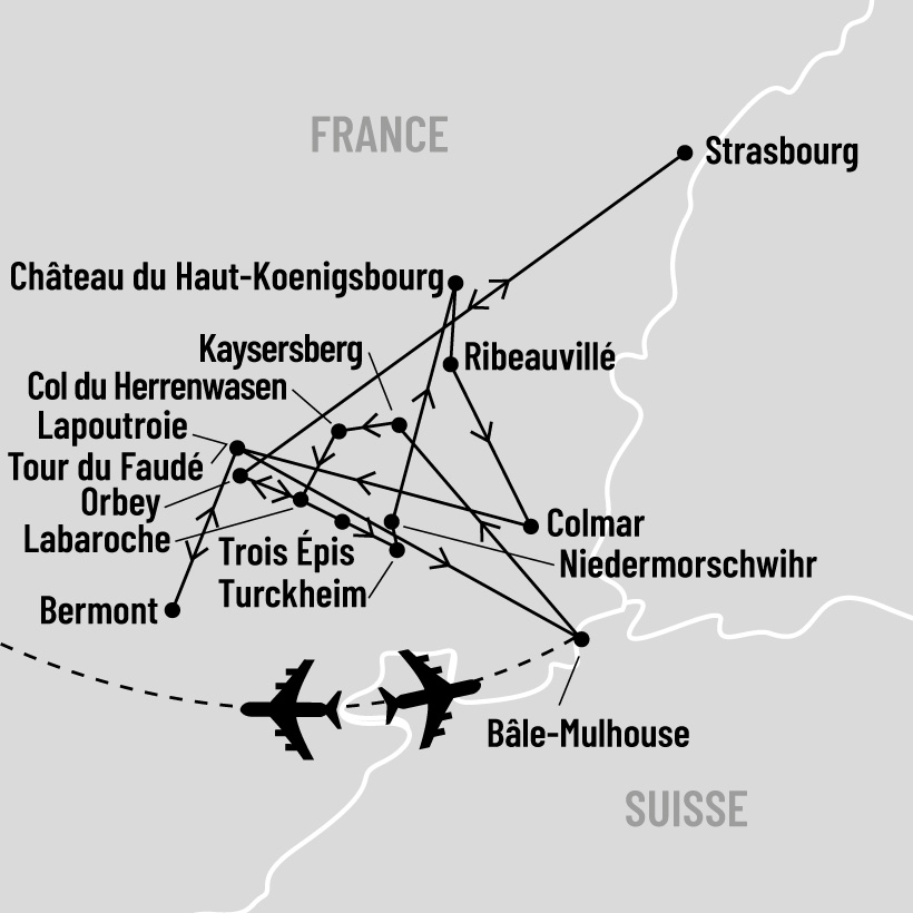 Randonnées pédestres en Alsace map