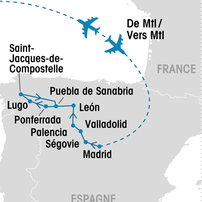 Le Chemin de Compostelle - Camino Espagnol map