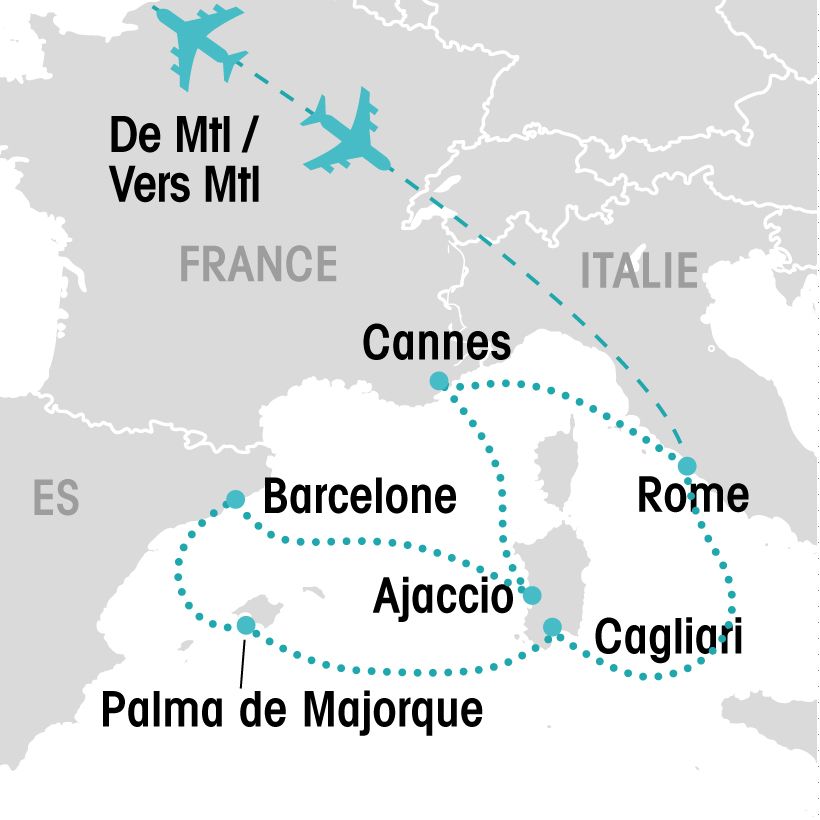 Croisière en Corse et en Sardaigne map
