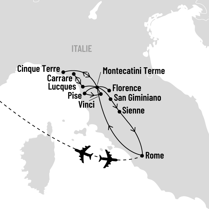 Soleil de la Toscane et les Cinque Terre map