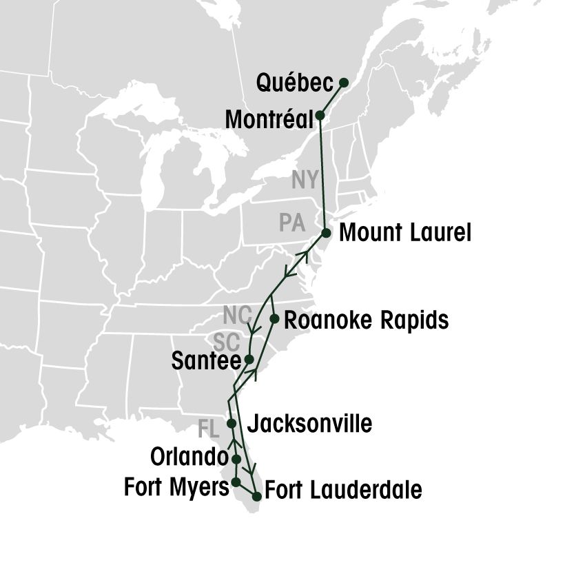 Tournée de la Floride map